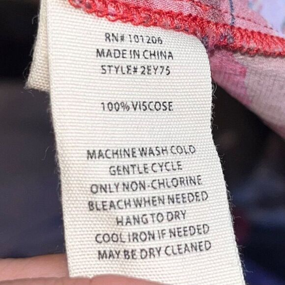 Women's Soft Surroundings Red Watercolor Floral Viscose Colllared Midi Dress Sm - Picture 9 of 13